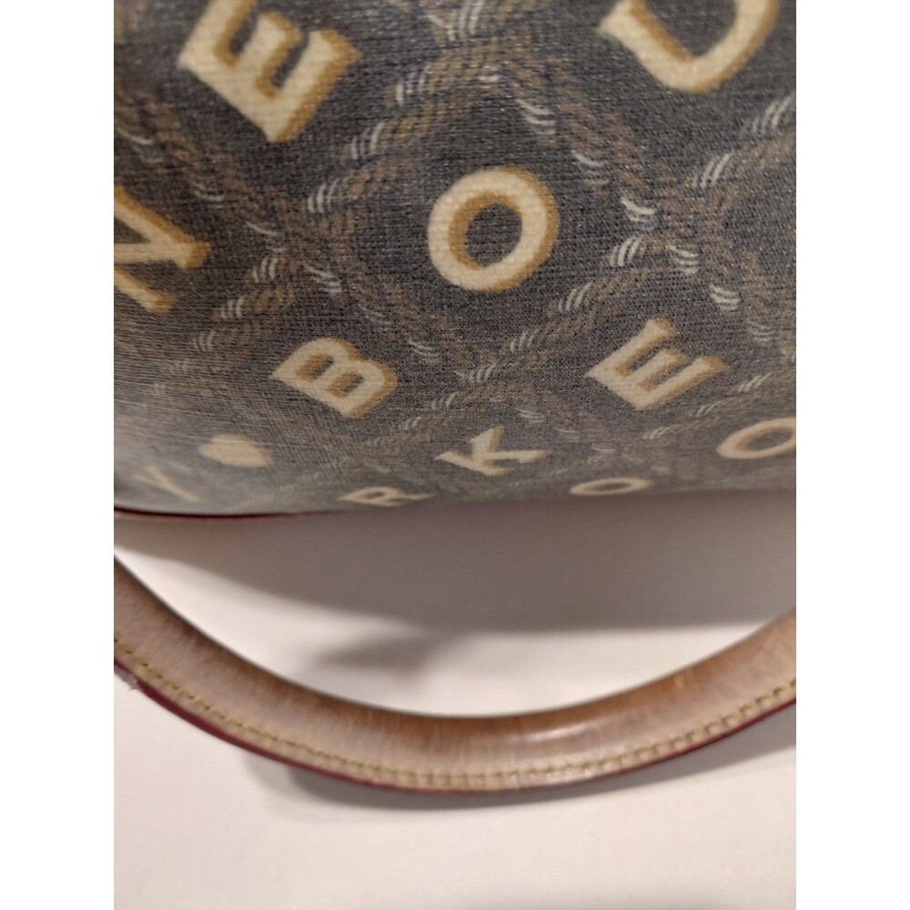 Vintage Dooney & Bourke Bag Crossword Vachetta Leather Coated Canvas Satchel - Picture 10 of 11
